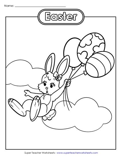 Basic Pictures (For Younger Kids) - Coloring Page: Easter Balloons (Printable PDF Worksheet)