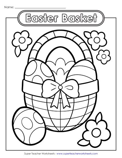 Basic Pictures (For Younger Kids) - Coloring Page: Easter Basket (Printable PDF Worksheet)