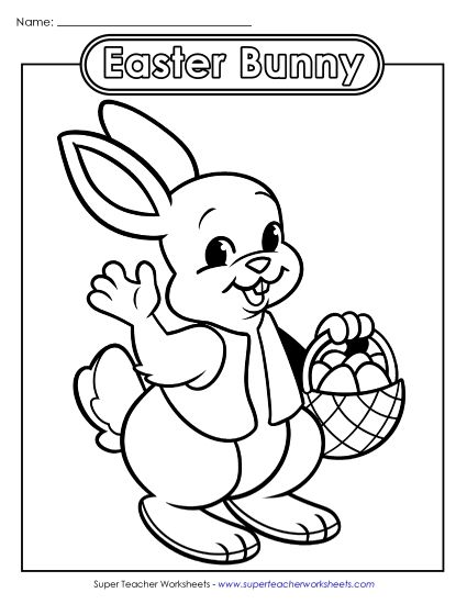 Basic Pictures (For Younger Kids) - Coloring Page: Easter Bunny (Printable PDF Worksheet)