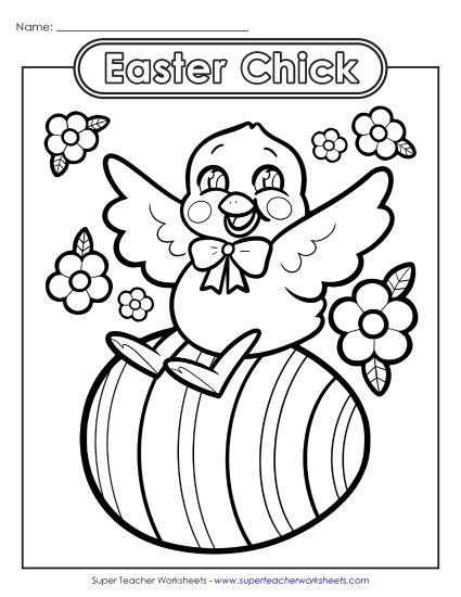 Basic Pictures (For Younger Kids) - Coloring Page: Easter Chick and Egg (Printable PDF Worksheet)