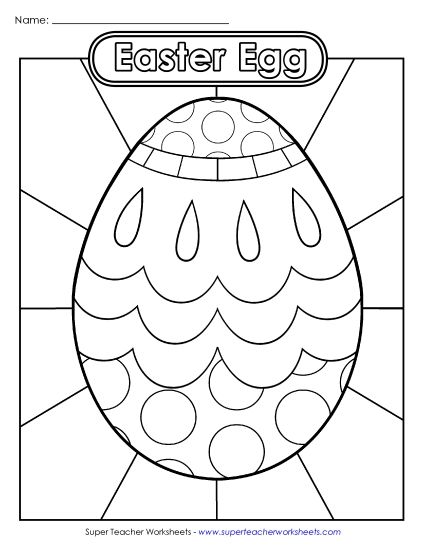 Basic Pictures (For Younger Kids) - Coloring Page: Easter Egg (Printable PDF Worksheet)