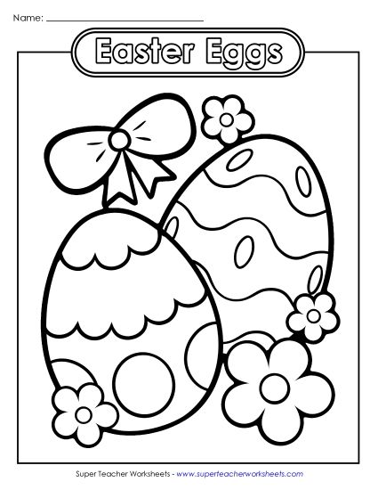 Basic Pictures (For Younger Kids) - Coloring Page: Easter Eggs (Printable PDF Worksheet)
