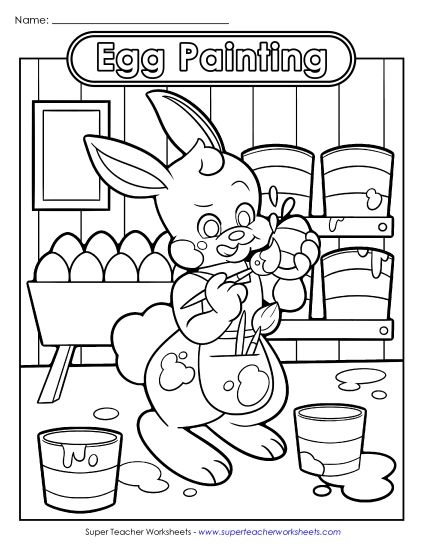 Advanced Pictures (For Older Kids) - Coloring Page: Egg Painting (Printable PDF Worksheet)