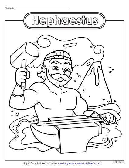 Coloring Pages - Coloring Page: Hephaestus (Printable PDF Worksheet)