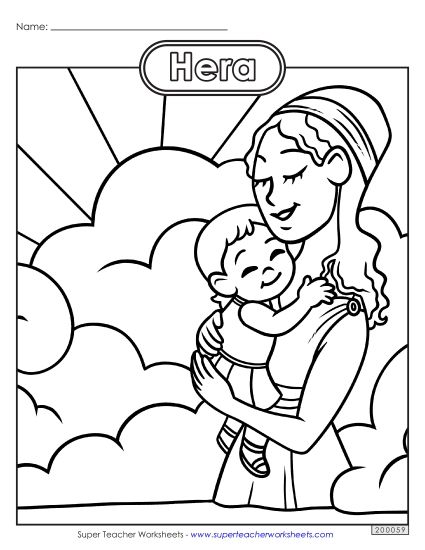 Coloring Pages - Coloring Page: Hera (Printable PDF Worksheet)