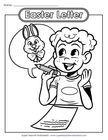 Basic Pictures (For Younger Kids) - Coloring Page: Letter to the Easter Bunny (Printable PDF Worksheet)