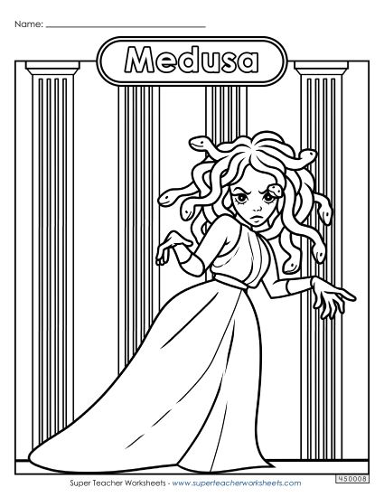 Coloring Pages - Coloring Page: Medusa (Printable PDF Worksheet)
