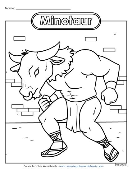 Coloring Pages - Coloring Page: Minotaur (Printable PDF Worksheet)