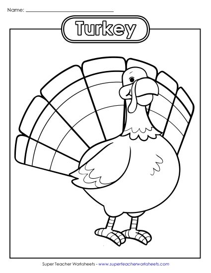 Coloring Pages - Coloring Page:  Turkey (Printable PDF Worksheet)