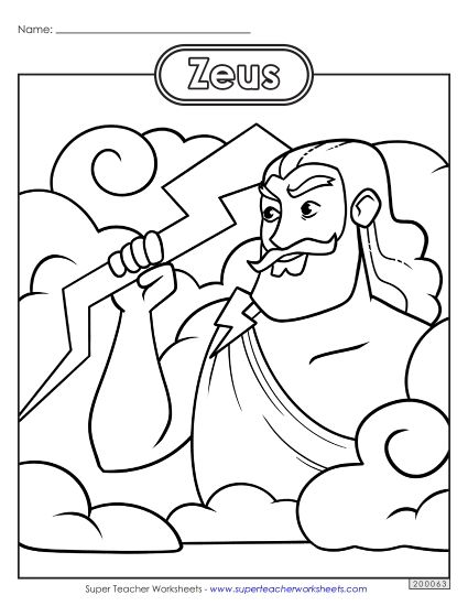 Coloring Pages - Coloring Page: Zeus (Printable PDF Worksheet)
