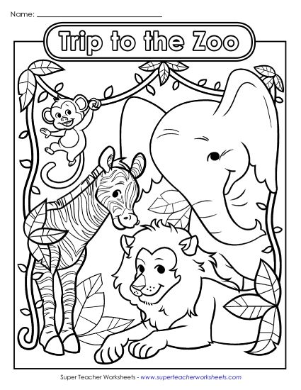 Zoo Activities - Coloring Page: Zoo (Printable PDF Worksheet)