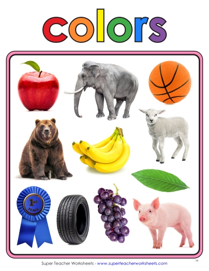 Multiple Colors - Colors Anchor Chart (Photos) (Printable PDF Worksheet)