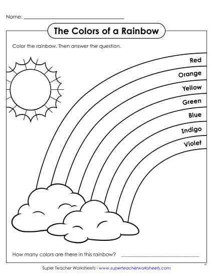 Multiple Colors - Colors of a Rainbow (Printable PDF Worksheet)