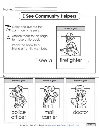 Flip Books - Community Helpers Flip Book #1 (Printable PDF Worksheet)
