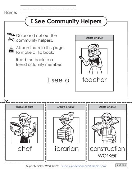 Flip Books - Community Helpers Flip Book #3 (Printable PDF Worksheet)