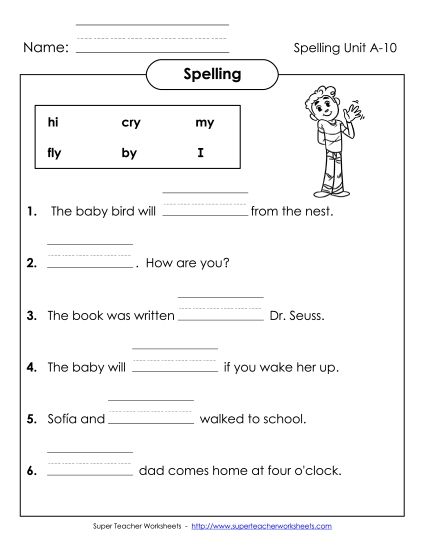 Worksheets - Complete the Sentences (A-10) (Printable PDF Worksheet)
