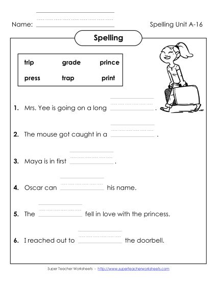 Worksheets - Complete the Sentences (A-16) (Printable PDF Worksheet)