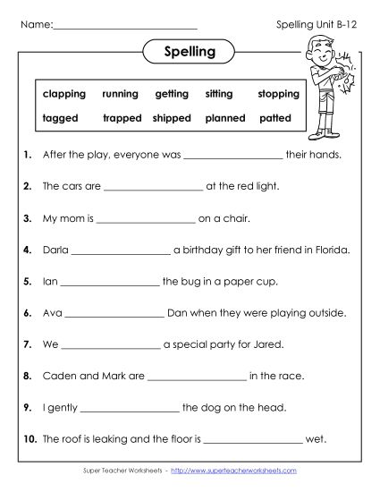 Worksheets - Complete the Sentences (B-12) (Printable PDF Worksheet)