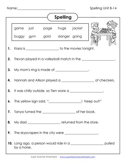Worksheets - Complete the Sentences (B-14) (Printable PDF Worksheet)