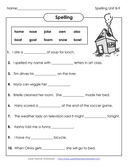 Worksheets - Complete the Sentences (B-9) (Printable PDF Worksheet)