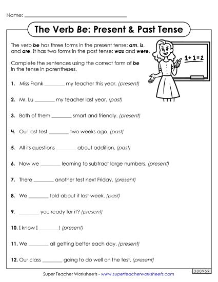 Present & Past Tense - Complete the Sentences (Present & Past Tense) (Printable PDF Worksheet)