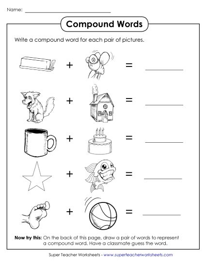 Basic - Compound Word Picture Puzzles #2 (Printable PDF Worksheet)