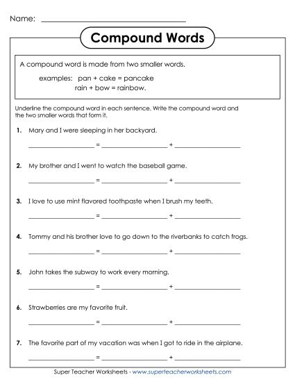 Basic - Compound Words 2 (Printable PDF Worksheet)