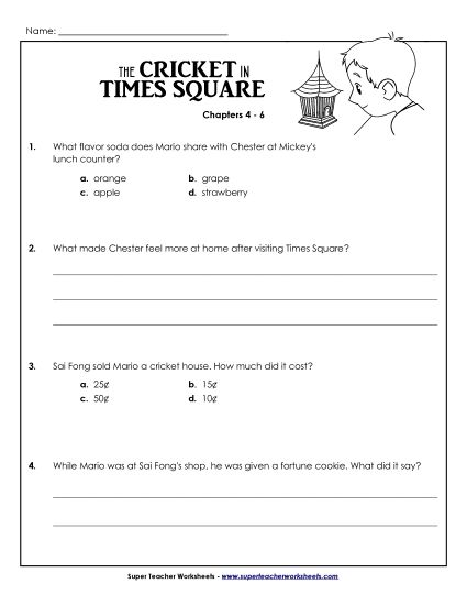 Chapters 4 - 6 - Comprehension Questions: Chapters 4 - 6 (Printable PDF Worksheet)