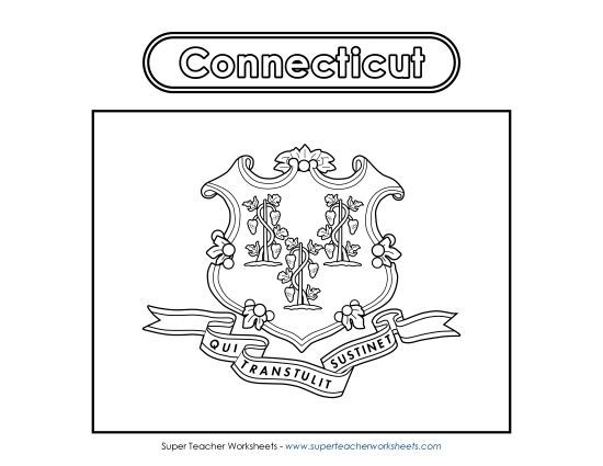Flags & Seals - Connecticut Flag Coloring Page (Printable PDF Worksheet)