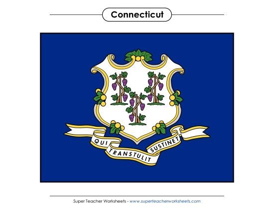 Flags & Seals - Connecticut State Flag (Full-Color Version) (Printable PDF Worksheet)