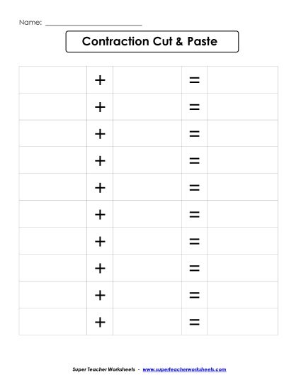 Worksheets - Contractions: Cut & Glue Project (Printable PDF Worksheet)