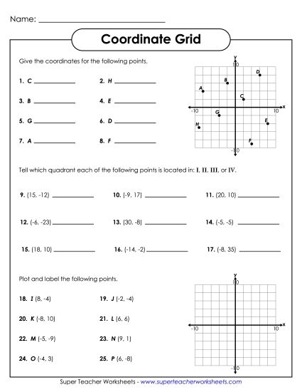 Advanced (Positive & Negative) - Coordinate Grid  (Positive and Negative) (Printable PDF Worksheet)