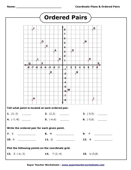 Advanced (Positive & Negative) - Coordinate Plane (Positive and Negative) (Printable PDF Worksheet)