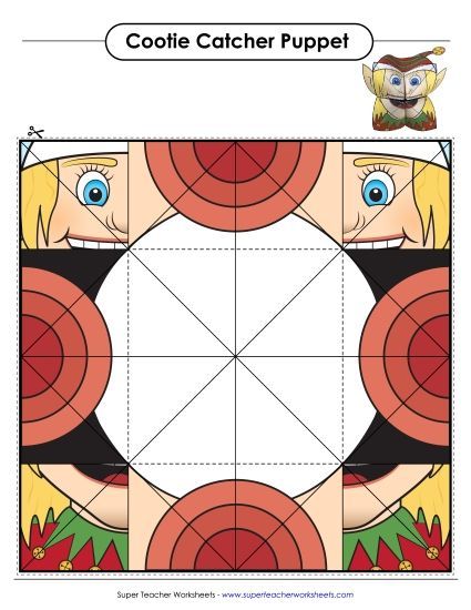 Cootie Catchers - Cootie Catcher Elf Girl  (Printable PDF Worksheet)