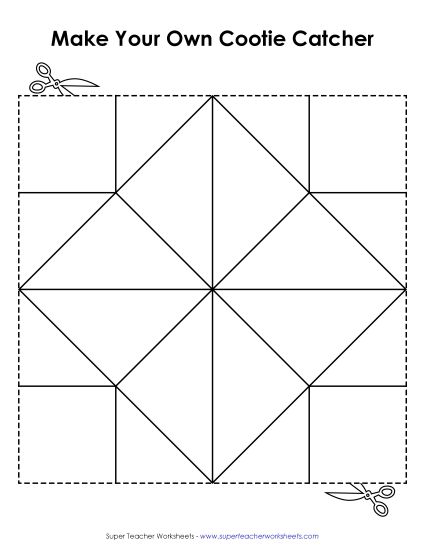 Fortune Tellers (aka Cootie Catchers) - Cootie Catcher (Fortune Teller) (Printable PDF Worksheet)