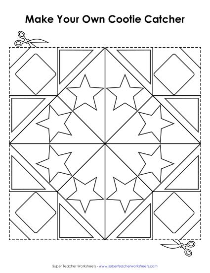 Blank Cootie Catcher Templates - Cootie Catcher Template (Shapes) (Printable PDF Worksheet)