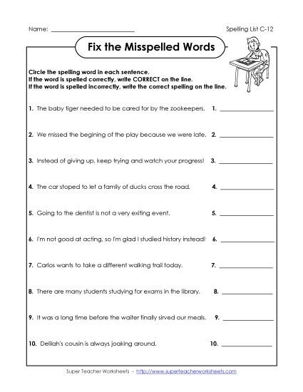 Worksheets - Correct or Incorrect (C-12) (Printable PDF Worksheet)