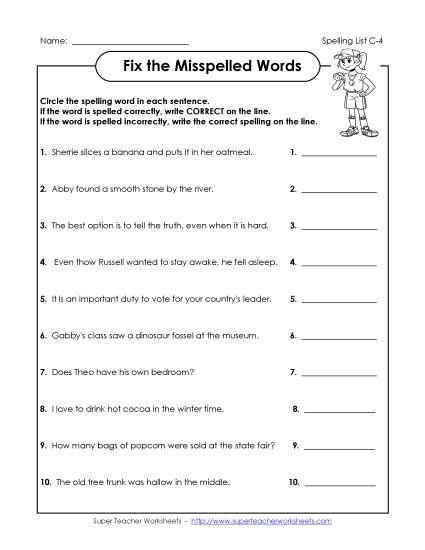 Worksheets - Correct or Incorrect?  (C-4) (Printable PDF Worksheet)