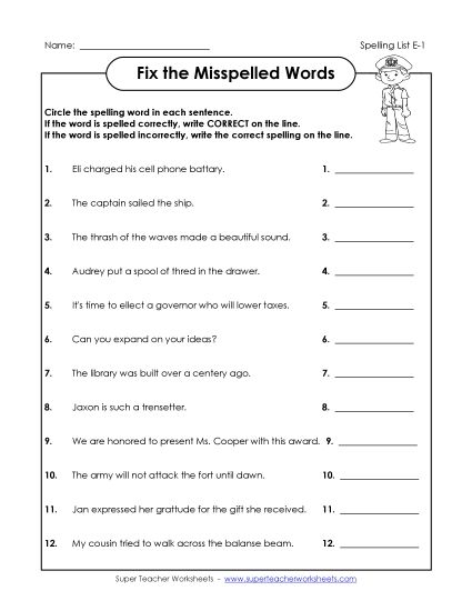 Worksheets and Puzzles - Correct or Incorrect?  (E-1) (Printable PDF Worksheet)