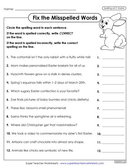 Worksheets and Puzzles - Correct or Incorrect? (Easter) (Printable PDF Worksheet)