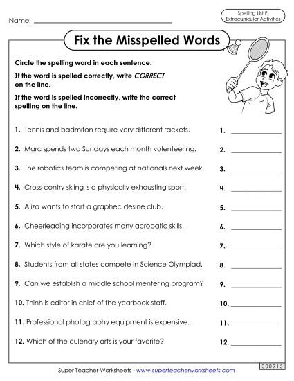 Worksheets and Puzzles - Correct or Incorrect? (Extracurriculars) (Printable PDF Worksheet)
