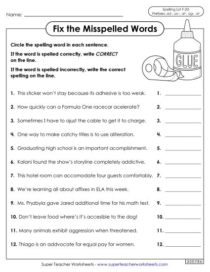 Worksheets and Puzzles - Correct or Incorrect? (F-20) (Printable PDF Worksheet)