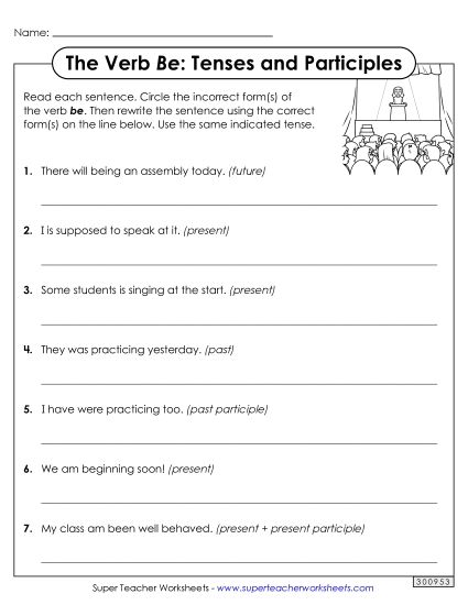 All Tenses & Participles - Correct the Sentences (All Tenses & Participles) (Printable PDF Worksheet)