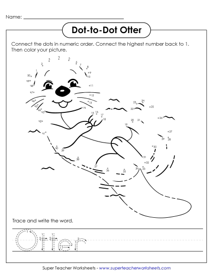 Count and Write - Count to 50 & Write: Otter (Printable PDF Worksheet)