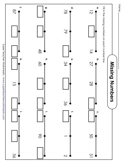 Counting Number Lines - Counting (2-Digit) (Printable PDF Worksheet)