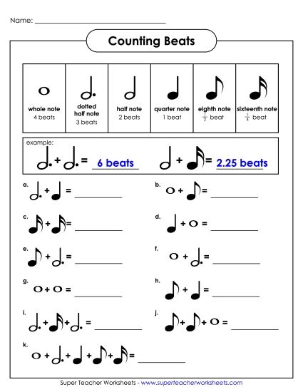 Counting Beats - Counting Beats 2 (Advanced) (Printable PDF Worksheet)