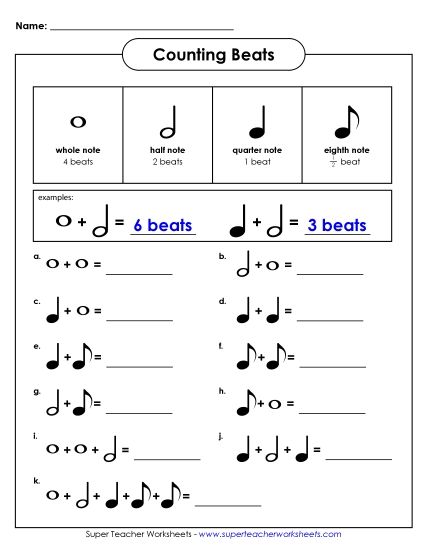 Counting Beats - Counting Beats (Basic) (Printable PDF Worksheet)