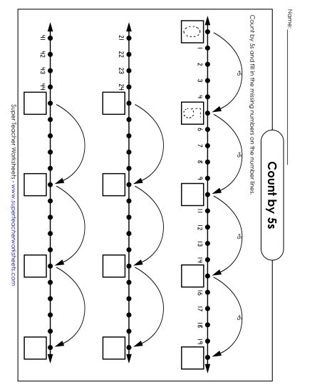 Skip Counting by 5s - Counting by 5s: Number Line (Printable PDF Worksheet)