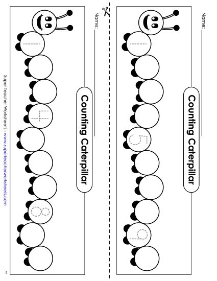 Counting Up to 10 - Counting Caterpillar (Printable PDF Worksheet)
