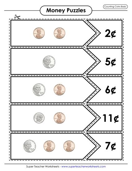 Counting Coins (Basic) (Printable PDF Worksheet)